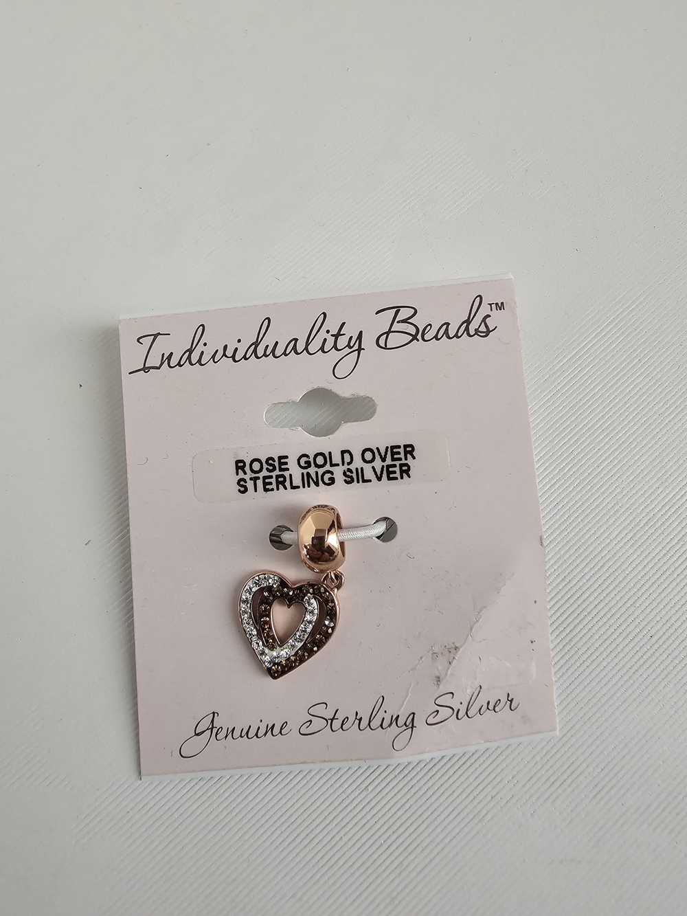 Kohl's Rose Gold Heart Charm with Crystals